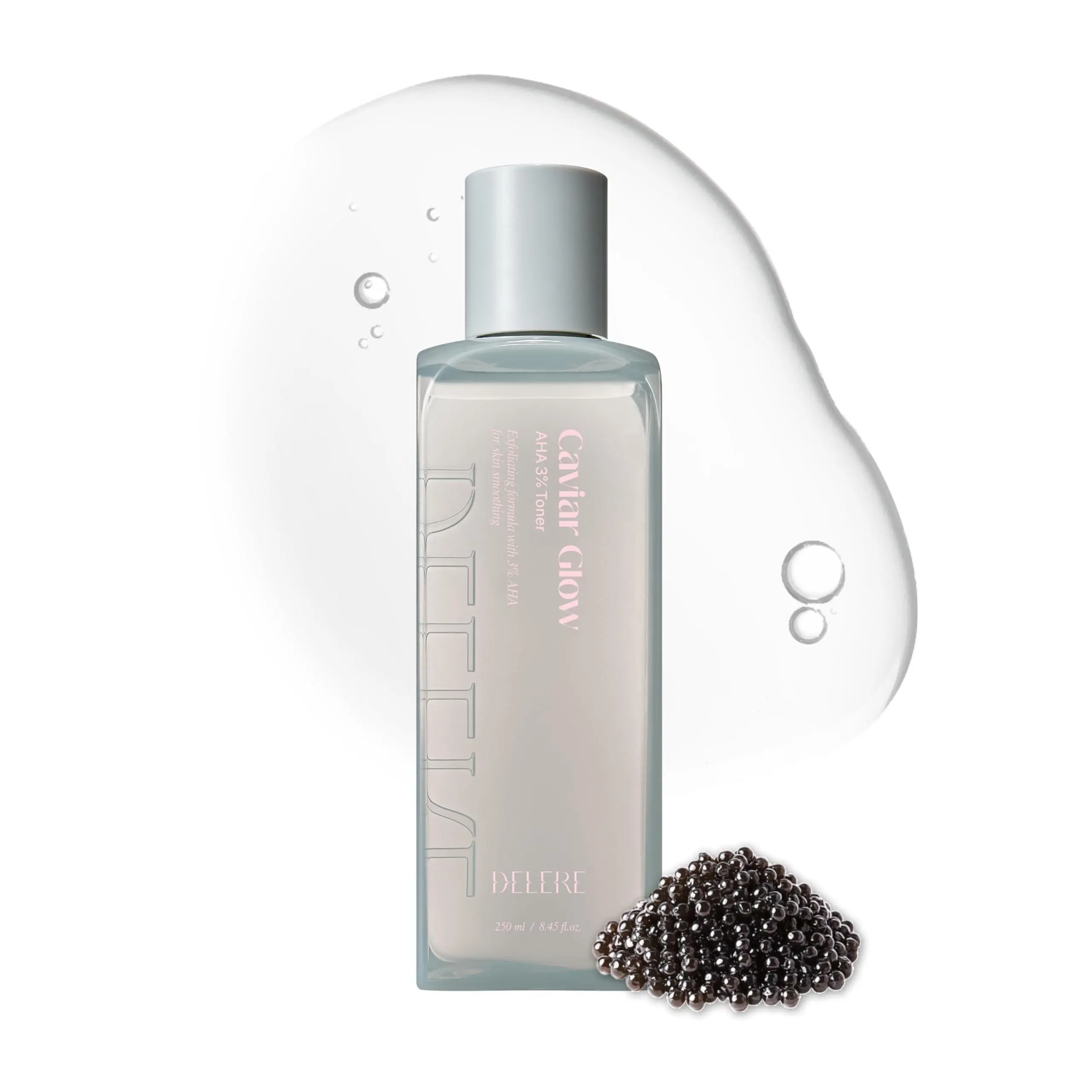 Delere Caviar Glow AHA 3% Glow Toner | Korean Collagen Exfoliating Toner | Korean Exfoliator for Radiance, Collagen Skin Care, 250ml Anti Aging