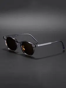 Unisex Round Frame Sunglasses, Classic Design Polarized Lens, Perfect for Outdoor Cycling & Camping, Casual Style All Seasons