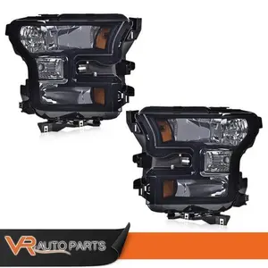Smoked Housing Amber Corner Headlights Head Lamps Fit For 2015-2017 Ford F150