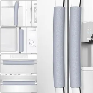 Refrigerator Door Handle Covers, 6PCS, Leather Kitchen Appliance Handle Covers, Keep Your Fridge Microwave Oven Stove or Dishwasher Clean, Stains Dirty Oils, Timesaver, Kitchen Decor (Grey)
