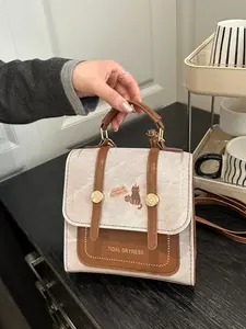 Women's Multifunctional Shoulder Bag, Cute Patchwork Design, Fashionable All-Season Travel Backpack, Versatile College Style