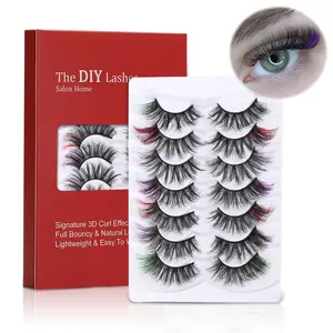 Perfectkey WXH2-Colored Lashes Strips Fluffy Volume Strip Lashes 20mm Wispy Eyelashes Fluffy 3D Makeup Cosmetic Eyelash Extension Lash Extensions Lash Extension Eyelashes Extensions
