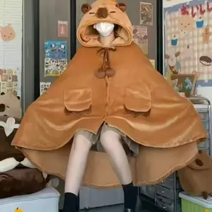 Ultimate Softness Capybara Wearable Blanket Hoodie – Full Coverage with Easy Movement,Oversized Warm and Cozy Flannel Blanket,,Capybara Gift for Adult, Cozy Hooded Blanket