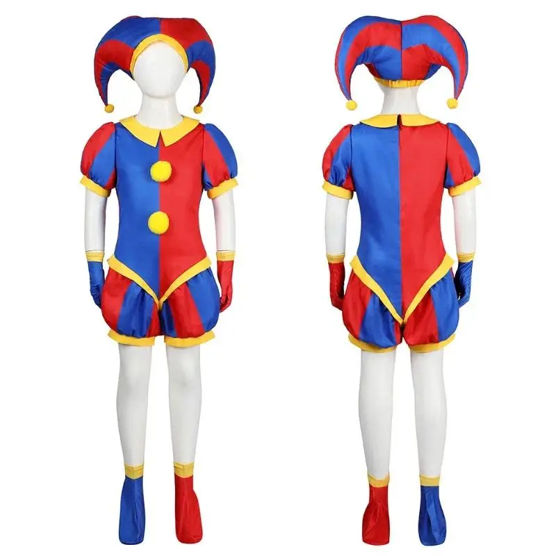 Pomni Cosplay Costume Set, The Amazing Digital Circus Cartoon Jester Uniform for Adults & Kids, Themed Party Outfit for Halloween, Costume Use