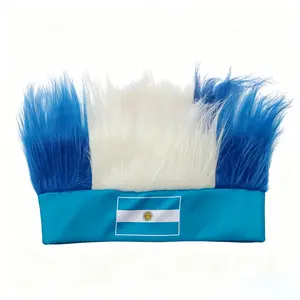 Argentina Hairy Headband Wigs , 10PCS, for Men Women, Red White Cheering Fan Troll Wig Funny Party Crazy Hair Hats for 2026 World Soccer Cup Fans Cosplay Costume Sports Events,for party, for game day game night,