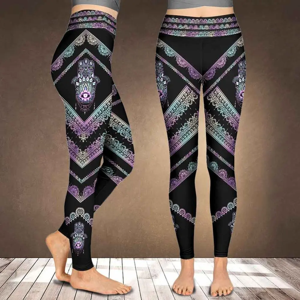 Namaste Hamsa Amulet All Over Print 3D Legging