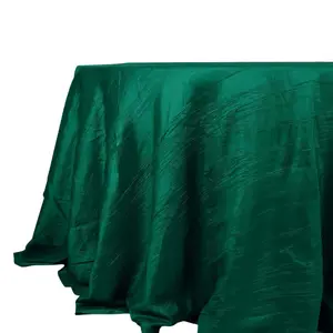 Taffeta Round Tablecloth 132" Hunter Emerald Green Accordion Crinkle Table Cover