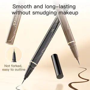 Dazzling Charming Slim Eyeliner - Smooth Refill, Quick-Drying, Long-Lasting, Stain-Resistant, Easy Cat's Eye, Sharp Wing Line, Waterproof & Non-Smudging, Amber Brown & Dark Night