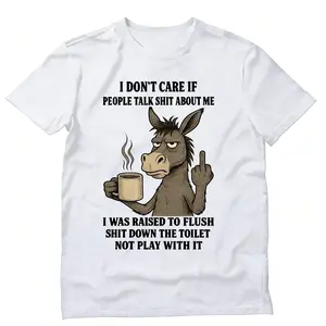 I Don’t Care Graphic T-Shirt, Sarcastic Donkey Cartoon Tee, Dark Humor Quote Shirt, Unisex Casual Top 2026