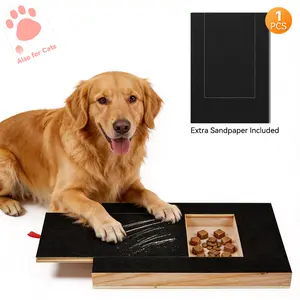 Dog Nail Scratch Board File - 35x25cm Wooden Retractable Non-Slip Square Tool with Abrasive Texture, Cutable Fabric, Firm Balance, Flexible Resizing, Gentle Filing, Treat-Enabled Claw Grooming for Puppies, Floor Protection pad pet dognail trim tip, Scratc