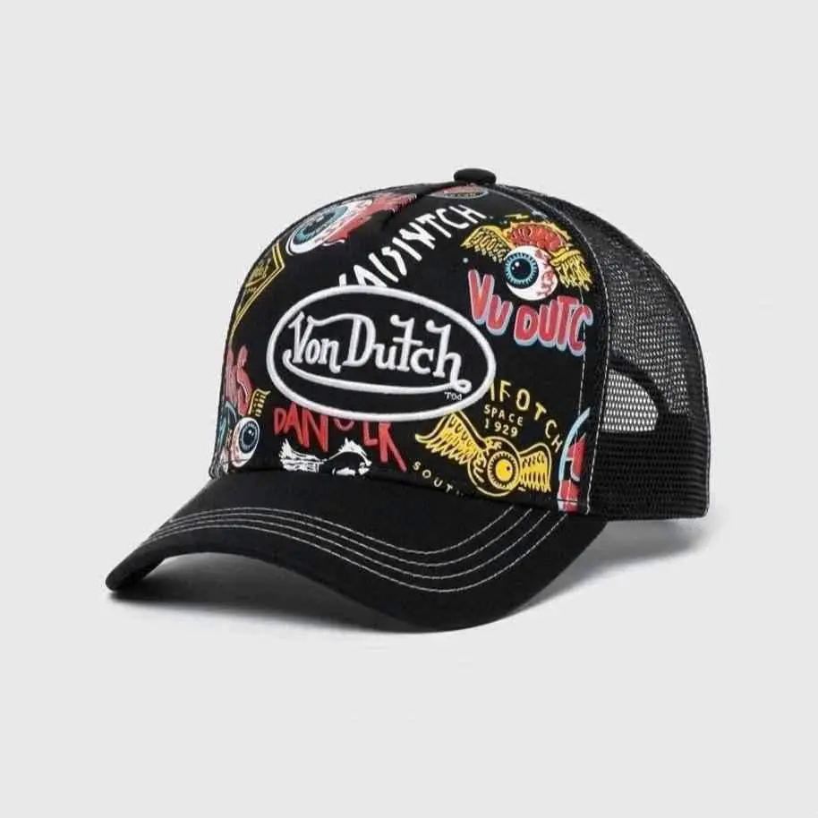VON DUTCH Graffiti Trucker Cap - Premium Snapback Mesh Baseball Hat, Embroidered Logo Graphic Streetwear Limited Edition 2026, Adjustable Unisex Gorra, Urban Fashion Statement, Perfect for TikTok Style