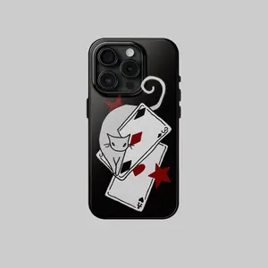 Lucky Playing Card Cat Phone Case Y2K Cute Grunge Gothic Cool Graphic Gift, Gift For Friends, Tough Case Phone, Magsafe Tough Phone, IP 17,16,15, 14, 13, 12, 11, X, Pro, Pro max, Plus, SS21-25, Ultra