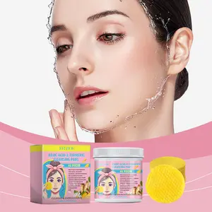 Eelhoe Turmeric Kojic Acid Cleansing Pad Gentle Cleansing Facial Skin Refreshing Balance Grease Skin Care Cleansing Pad Lemon Makeup Remover Moisturize Cleanser