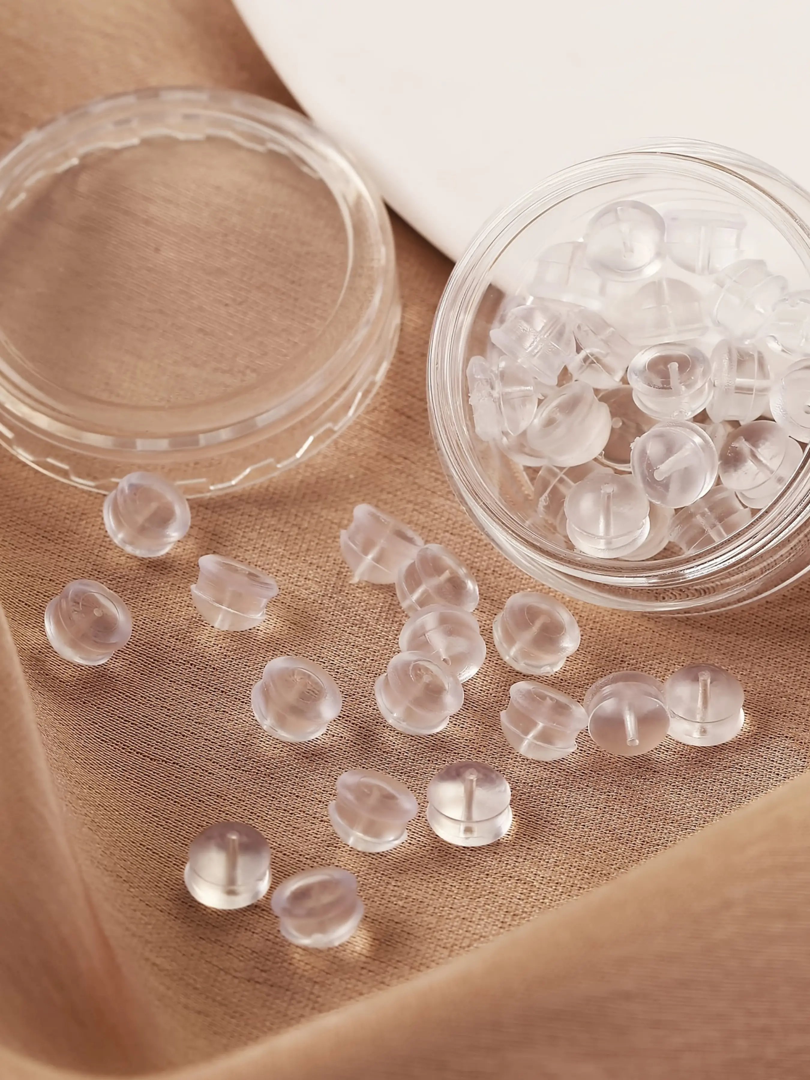 30pcs Hypoallergenic Silicone Earring Backs, Earring Backings, Soft Clear Rubber Stoppers for Studs, Comfortable & Secure Fit for Women, Includes Storage Container, Ear Accessories