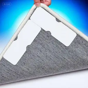 Non-Slip Rug Grippers, 12Pcs Double-Sided Reusable Rug Stoppers to Prevent Curling and Bunching, Washable Anti-Slip Pads for Hardwood and Tile Floors, Secure Rug Corners with Durable Gripper Tape (White) handle rod wall mount organizer