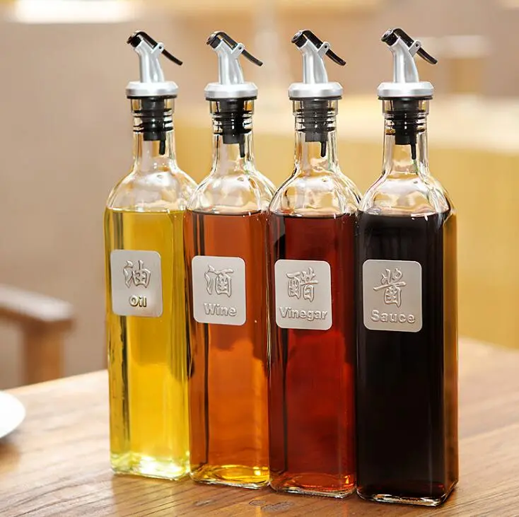 Glass Oil & Vinegar Dispenser Bottle Kitchen Reusable