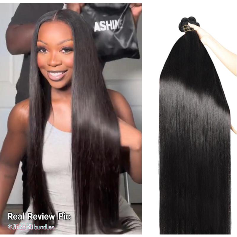 [Ashine] 30 Inches Luxury Brazilian Virgin Bundles 100% Human Hair Straight Body Wave Deep Curly Wigs Tangle-free Re-wearable 10A Grade Salon Quality