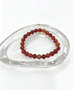 1pc Natural Carnelian Beaded Bracelet, 8mm Round Beads, Handmade Gemstone Jewelry for Women and Men