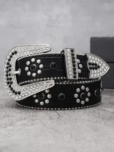 1pc Western Cowboy Style Luxurious Bling Crocodile Pattern PU Rhinestone Women's Belt for Parties, Punk Rock Nightclub Accessory, Perfect for Daily Wear and Mother's Day Gift Rhinestone Decorated Belt