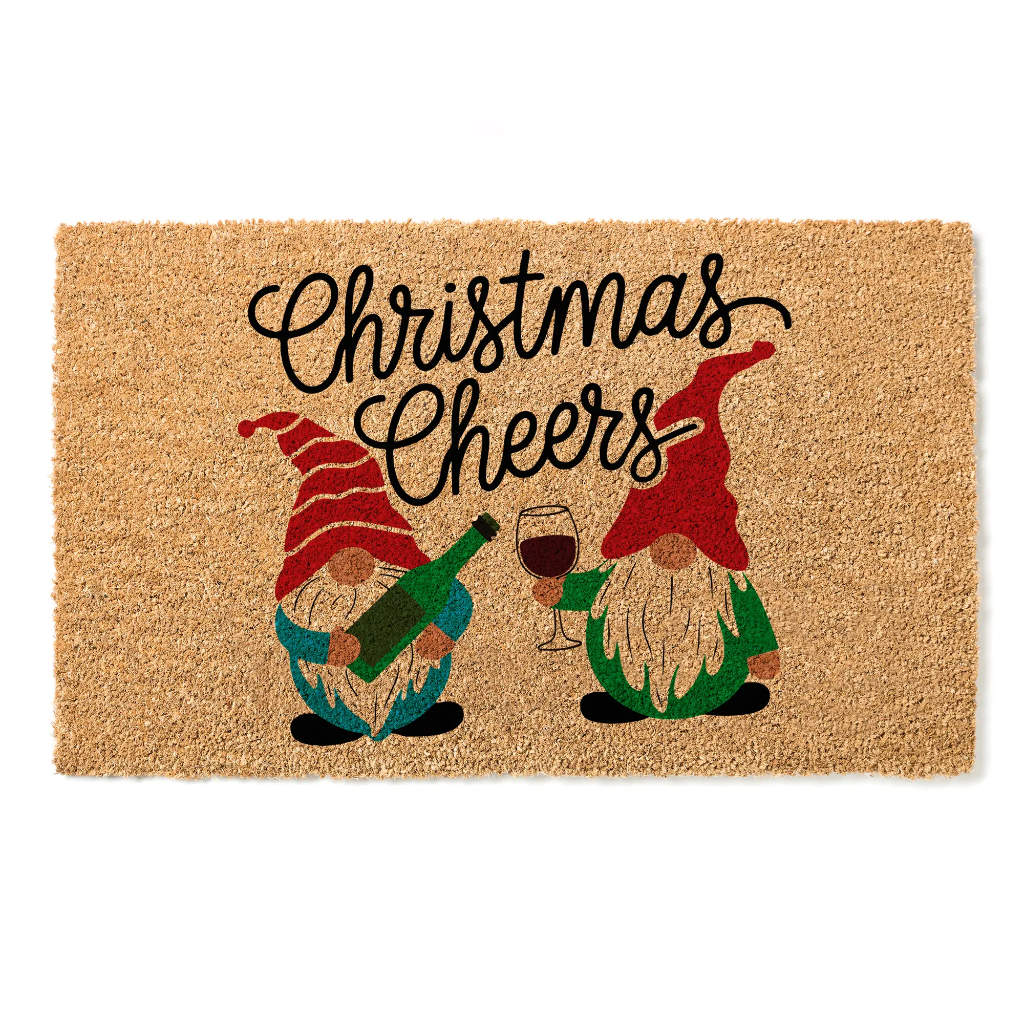 Tipsy Gnome Doormat , Funny Christmas Mat , Gift for Her or Mom , Holiday Gnome Decor , Christmas Gnome Cheers Mat , Funny Holiday Doormat , Gnome Gift for Mum , Festive Entry Mat, Cheers! It’s Gnome Time , Funny Christmas Door Mat