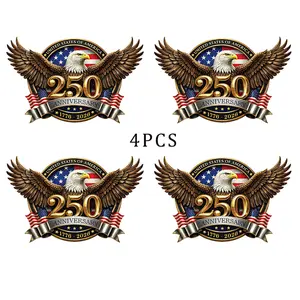 4PCS USA 250th Anniversary Car Decal – 1776-2026 Patriotic American Flag Vinyl Stickers, Independence Day 4th of July Decoration for Car Truck Window Laptop