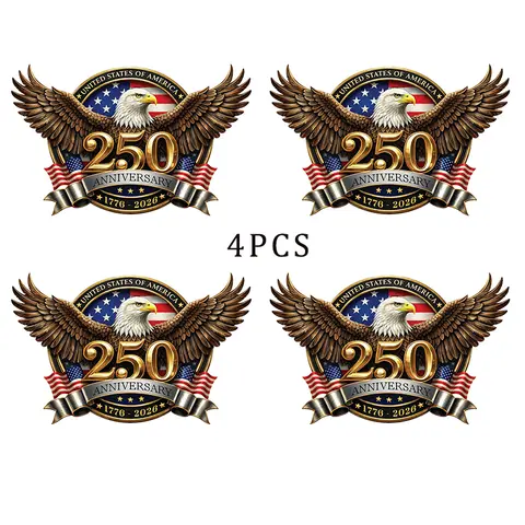 4PCS Car Decals - American Flag Vinyl Stickers,Car Truck Window Laptop Decorations
