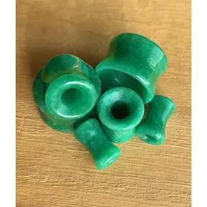 PAIR of Stunning Dye Enhanced Real Jade Organic Stone Tunnels