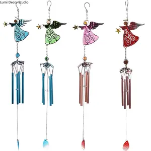 4pcs-Angel Wind Chime Garden Decor – Colorful Metal Fairy Bells Hanging Ornament for Patio, Balcony & Outdoor Yard
