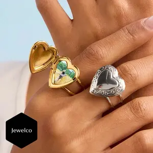Heartfelt Memories Ring - Gold and Silver Heart Design with Unique Interior View - Personalized Keepsake Jewelry