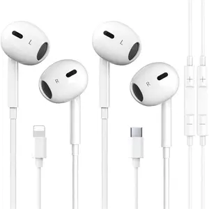 Lightning & Type C Wired In-Ear Headphones, Universal Original Sound Earbuds, Plug-and-Play Wired Earphones Compatible with Full iPhone Series