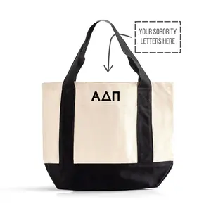 Sorority Greek Letters on Black Trim Mini Tote Bag – Greek Life, Sorority Merch, Big Little Gifts, Bid Day