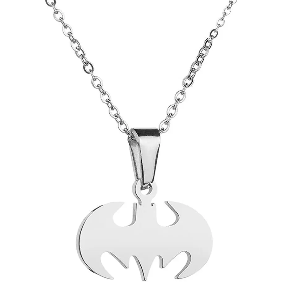 Bat Necklace for Men Women Gothic Charm Silver Gold Stainless Steel Hip Hop Anime American Style Bat Man Necklace Halloween Cosplay Jewelry