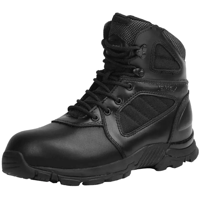 Men's Leather & Nylon Tactical Combat Boots, Lightweight Ankle Boots with Oil-Resistant All-Terrain Soles for Military & Camping, Paintball