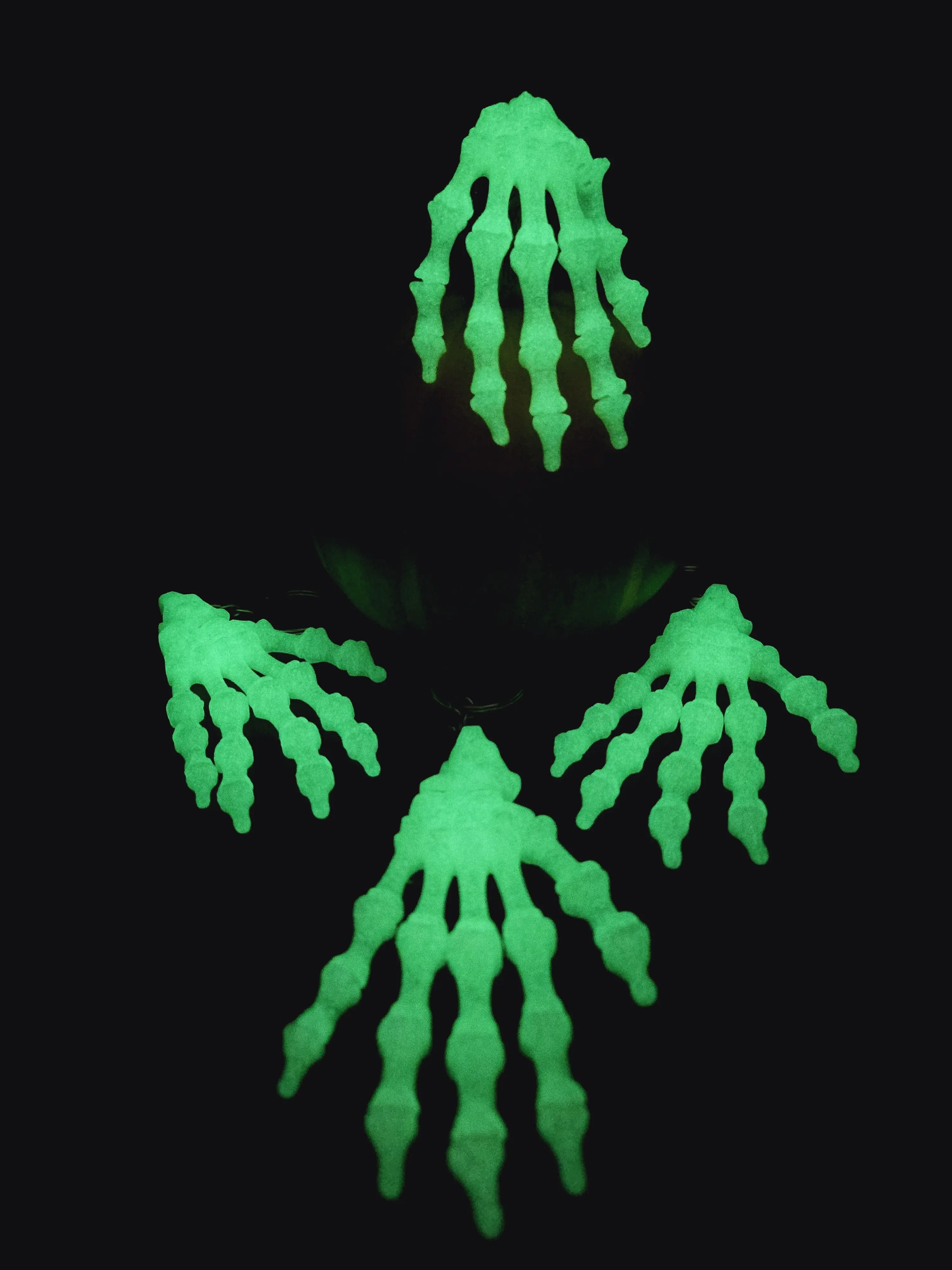 Glowing Flexible Skeleton Hand Keychain 3D Printed