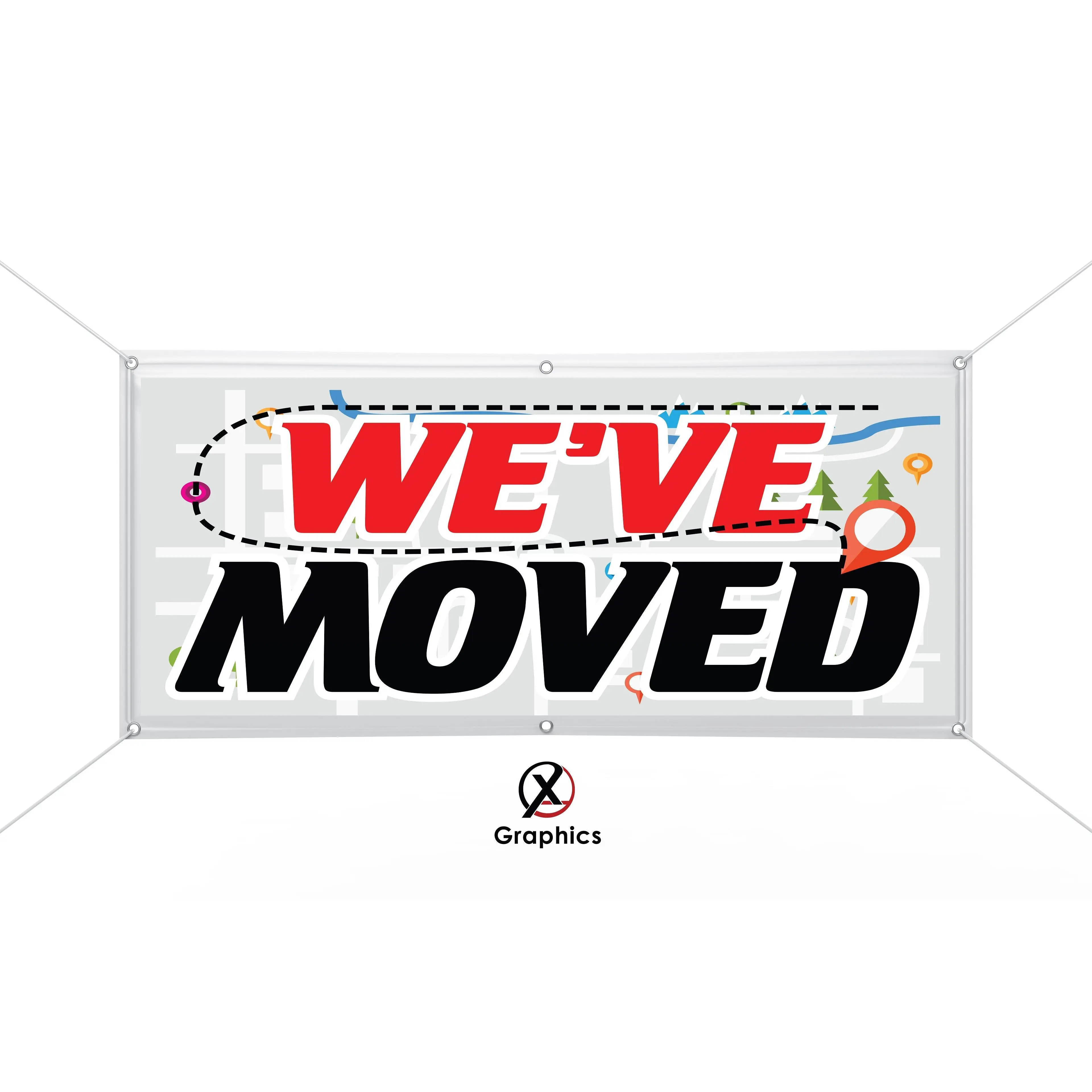 We've Moved Vinyl Banner advertising Sign Full color any size Indoor Outdoor Advertising Vinyl Sign With Metal Grommets