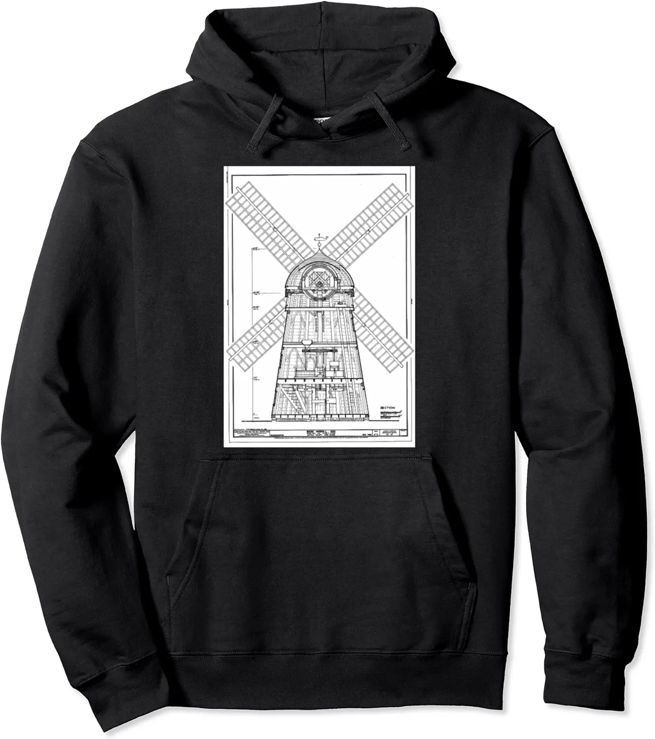 The Hamptons Historic Windmill Pullover Hoodie - Hufsakha Shop 65B0BRX9GMMQ