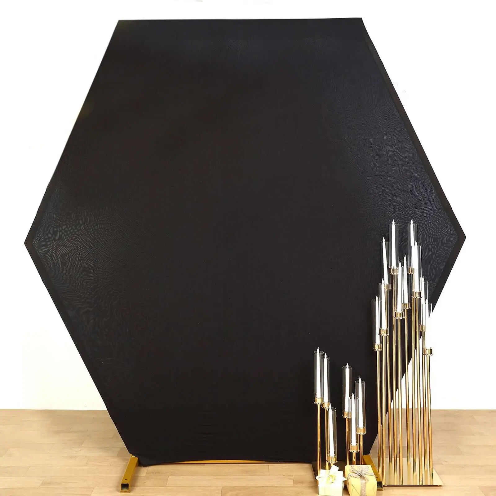 Black 2-Sided Spandex Fit Hexagon Wedding Arch Backdrop Cover 8ftx7ft