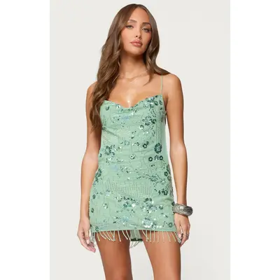 sachin and babi light blue dress Jaded London Luiza Mesh Beaded Backless Mini Dress