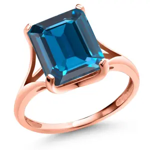 14K Rose Gold 11x9mm Emerald Cut Gemstone Birthstone Engagement Ring | Wedding Engagement Anniversary Promise Ring | Rose Gold Ring For Women