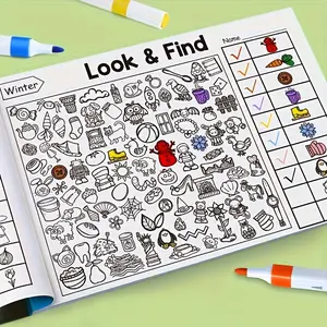 Interactive Hidden Objects Coloring Book, Coloring For Kids, Blue Cover, Focus Training, Educational Fun, over 1000 Patterns, Birthday Gift