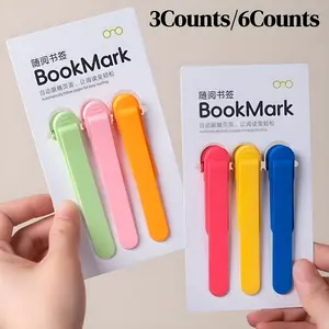 Silicone Bookmark Set, Auto-Page Turning Bookmarks for Students, Office Supplies, Ideal for Home and School Use, 3/6 Pieces