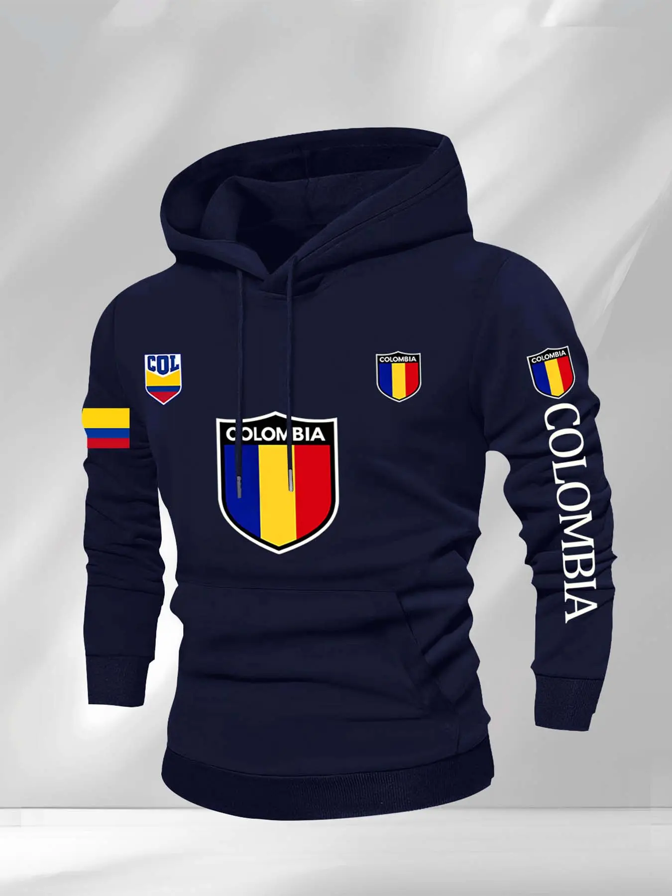 Men's casual fleece hoodie, Columbia-themed hoodie sweater