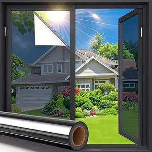 Static Cling Window Film, Sun Blocking Privacy Window Tint, No Glue No Residue Easy Install & Remove, Decorative Window Cover for Living Room, Bedroom, Office, Bathroom(23.6inx118.1in/196.8in) balcony Reflective One Way Privacy Window Filmhome window