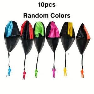 10pcs Hand Thrown Design Mini Parachute Toy, Fun Outdoor Toy for Family, Interactive Fun, Youngsters' Outdoor Fun, Assorted Colors, Perfect for Beach, Park & Yard Play, Family Activities, Easter Gift Option, Party Favor Idea & School Prizes, Beach Parks