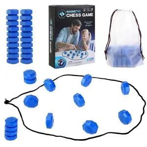 Magnetic Chess Game Set with 20 Pieces, Portable Strategy Board Game for Family Fun, Indoor Entertainment for Adults & Kids, Durable (blue)