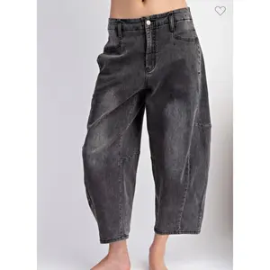 Mineral Wash Black Crop Barrel Easel Pants