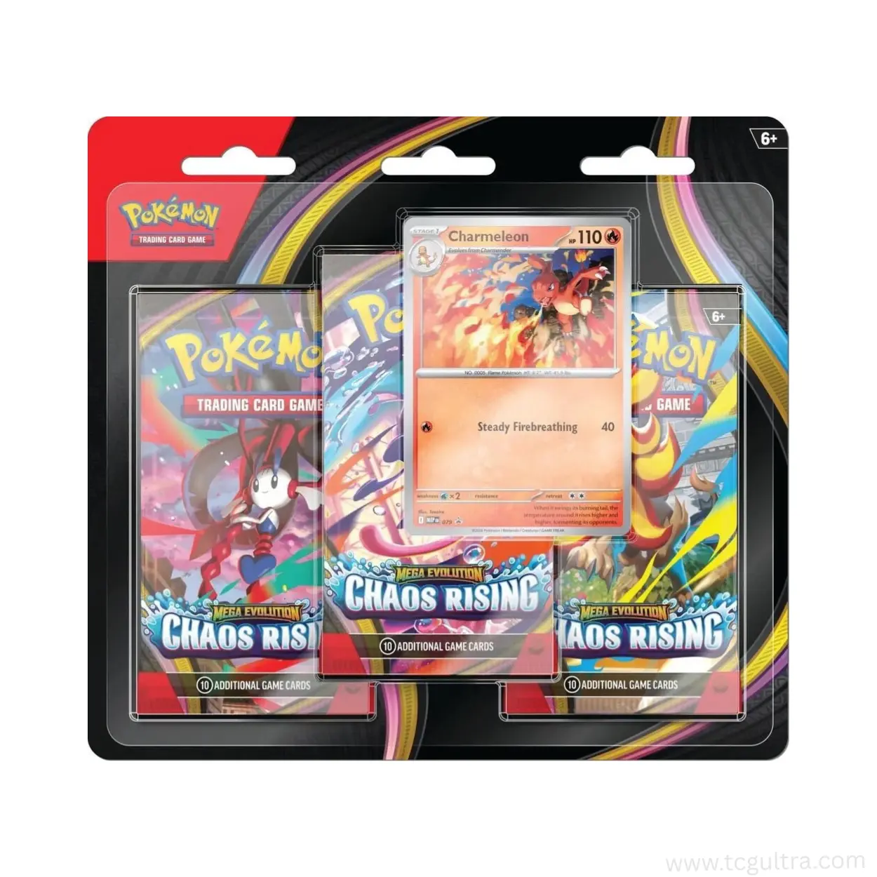 Pokémon TCG Mega Evolution Chaos Rising Trading Card Series 3-Pack Blister Pack, Factory Sealed TCG Boosters, Trading Card Packs, Pull Collectible Cards