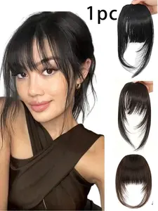 10 Inch Cartoon Bangs Hair Clip, Straight Frontal Bangs, French Side Part, Natural Invisible Air Bangs, Daily Wear Synthetic Hair Extensions, Synthetic Hairpieces, Synthetic Hair Wigs