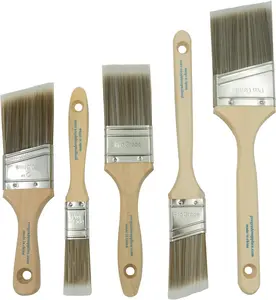 Pro Grade Paint Brushes 5-Piece Set Flat & Angle Brushes for Latex Oil Paints Stains Interior Exterior Home Improvement Projects