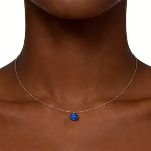 Women's 925 Sterling Silver Sparkling CZ Pendant Necklace, Available in 40cm/45cm Chain Length & 6mm/8mm/10mm Multi-Color Stones, Exquisite Sturdy Design, Elegant Dainty Jewelry for Daily Wear & Holiday Gifts